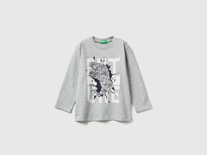Benetton_Light Gray_T-Shirt with Print_3JERG10K5_501_01