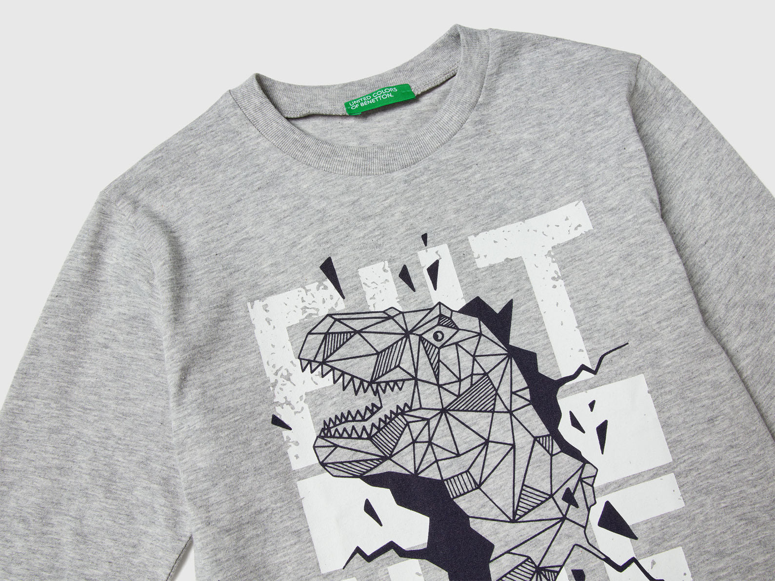 Benetton_Light Gray_T-Shirt with Print_3JERG10K5_501_03