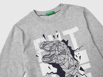 Benetton_Light Gray_T-Shirt with Print_3JERG10K5_501_03