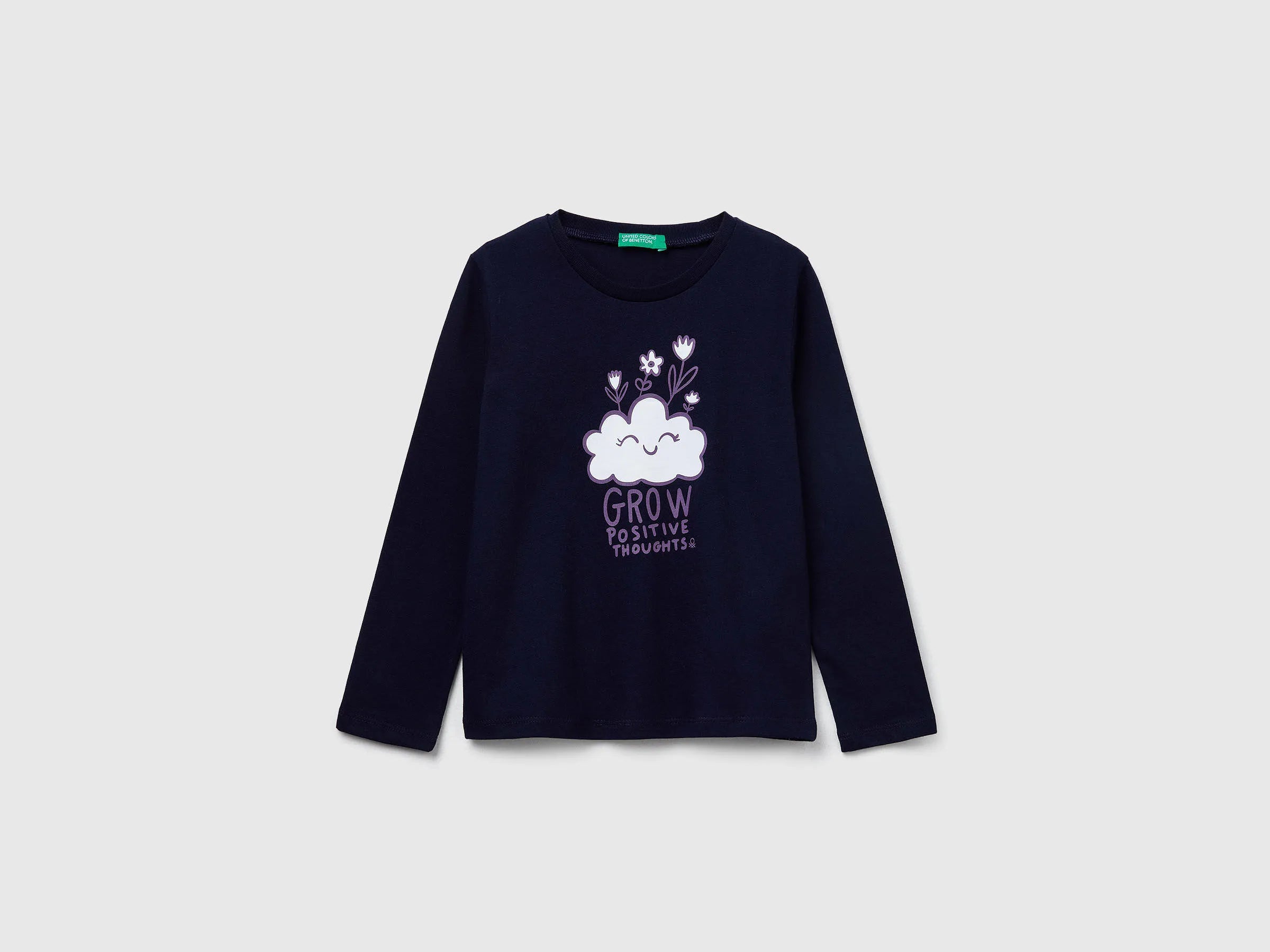 Benetton_Dark Blue_Regular Fit T-Shirt with Print_3JERG10KB_016_01