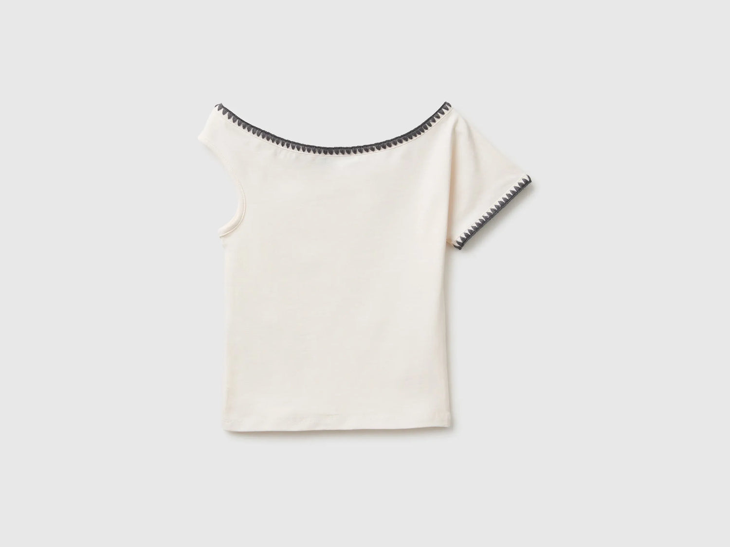 Benetton White Girls Asymmetrical Top SKU: 3JFAC10TG_00E Image 02