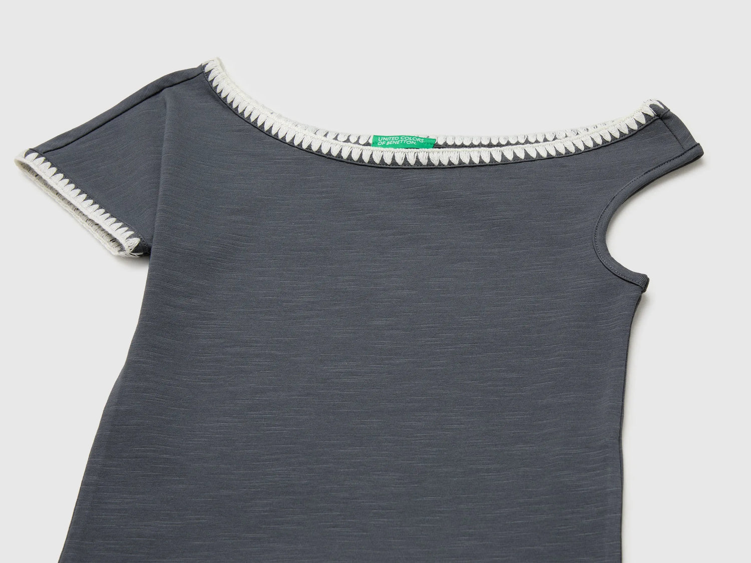 Benetton Grey Girls Asymmetrical Top SKU: 3JFAC10TG_23C Image 03