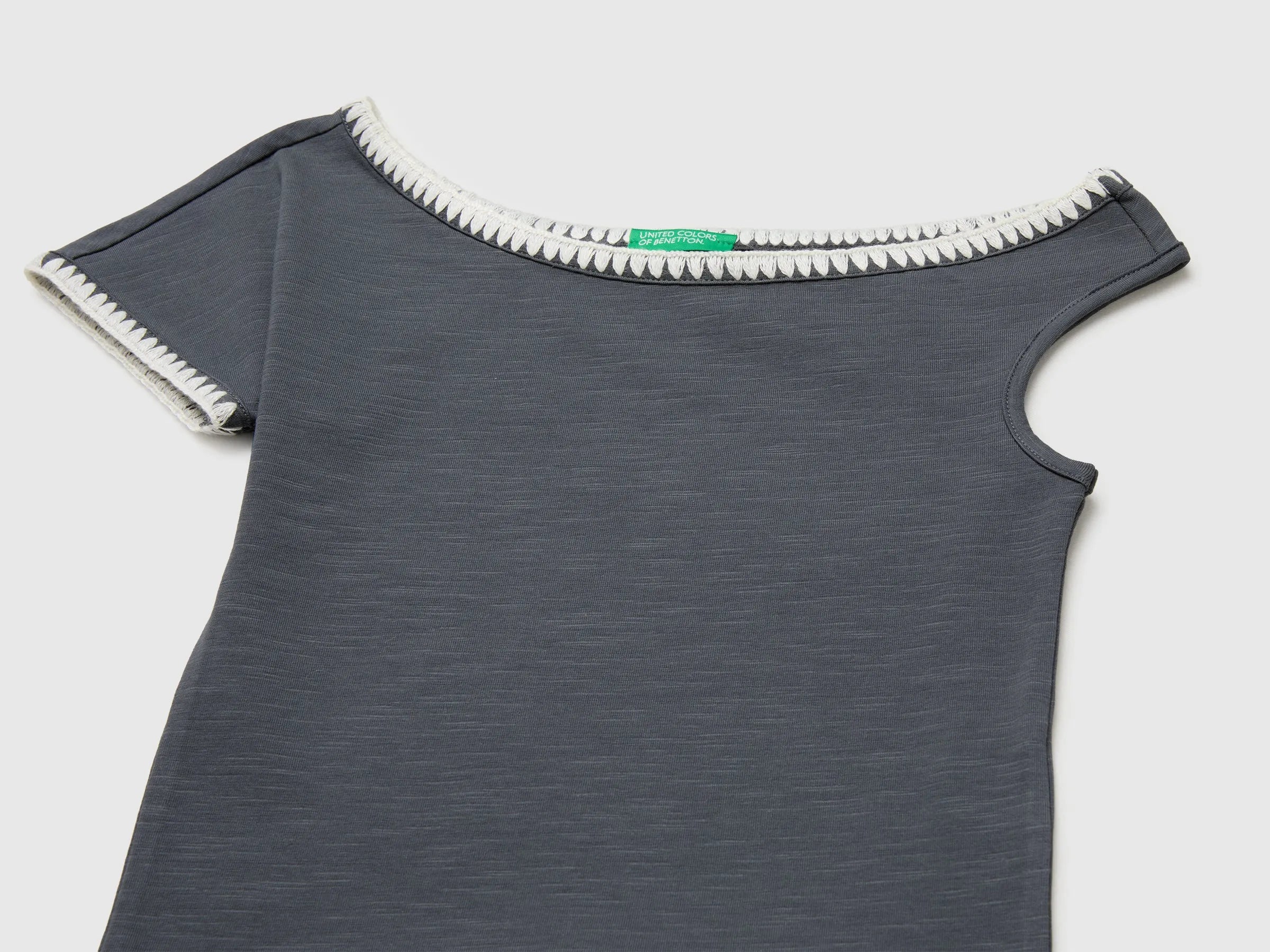 Benetton Grey Girls Asymmetrical Top SKU: 3JFAC10TG_23C Image 03