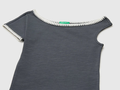Benetton Grey Girls Asymmetrical Top SKU: 3JFAC10TG_23C Image 03