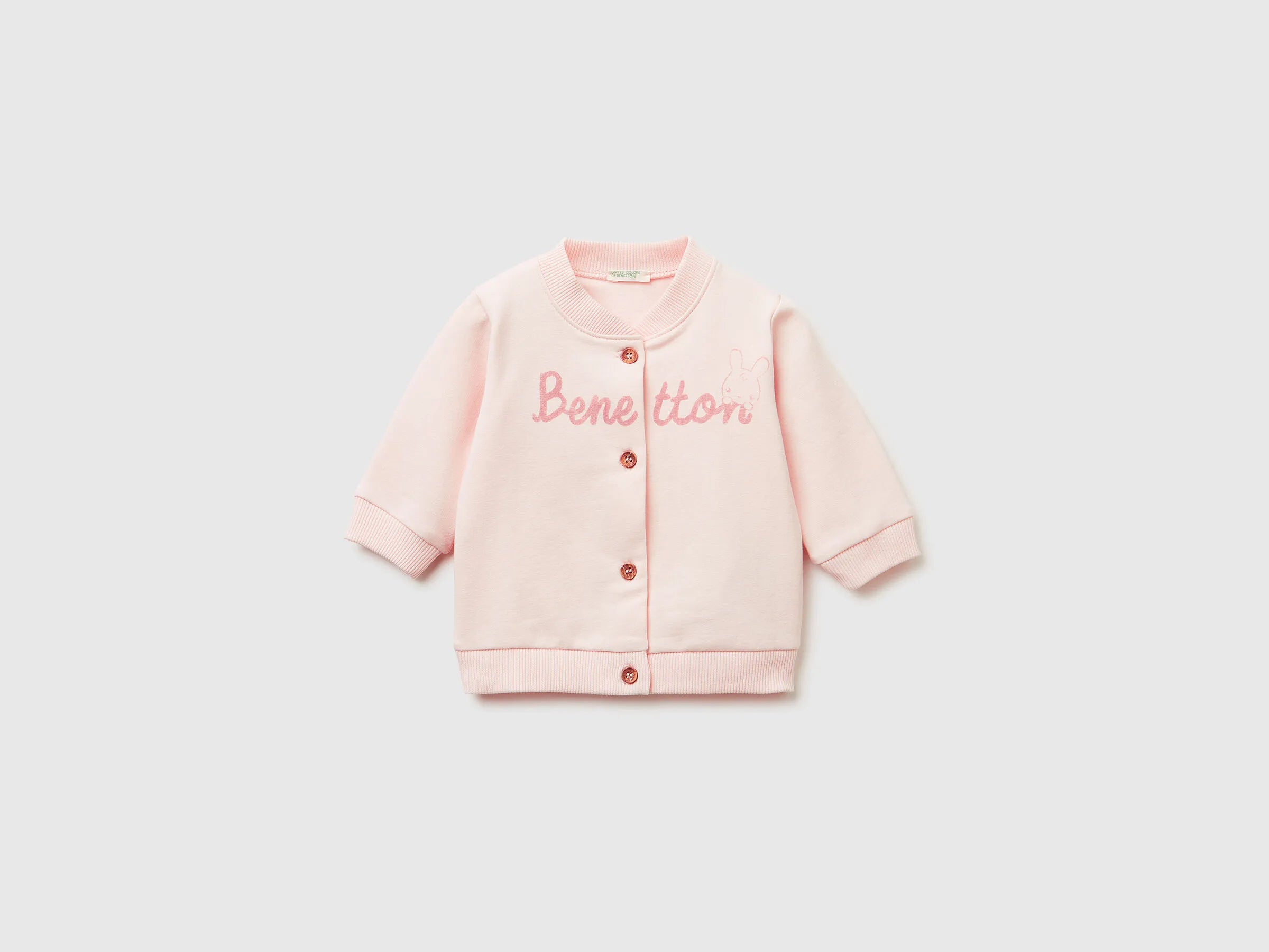 Benetton_Soft Pink_Warm Sweatshirt with Logo Print_3K1CA501S_1B7_01