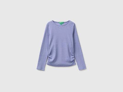 Benetton Violet Girls T-Shirt with Studs SKU: 3K5KC10UG_19J Image 01