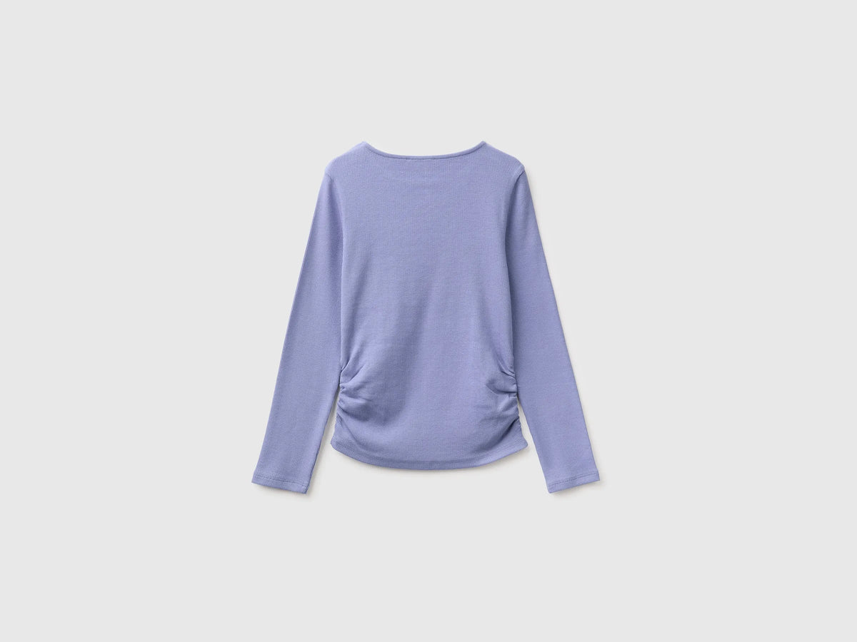 Benetton Violet Girls T-Shirt with Studs SKU: 3K5KC10UG_19J Image 02