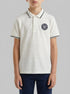 Benetton Creamy White Boys Striped Polo Shirt with Patch SKU: 3K9KC3024_902 Image 00