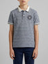Benetton Dark Blue Boys Striped Polo Shirt with Patch SKU: 3K9KC3024_903 Image 00