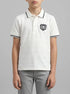 Benetton Creamy White Boys Striped Polo Shirt with Patch SKU: 3K9KG3013_902 Image 00