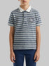 Benetton Dark Blue Boys Striped Polo Shirt with Patch SKU: 3K9KG3013_903 Image 00
