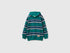 Benetton Teal Boys Oversized Striped Hoodie SKU: 3KHYC205W_902 Image 01