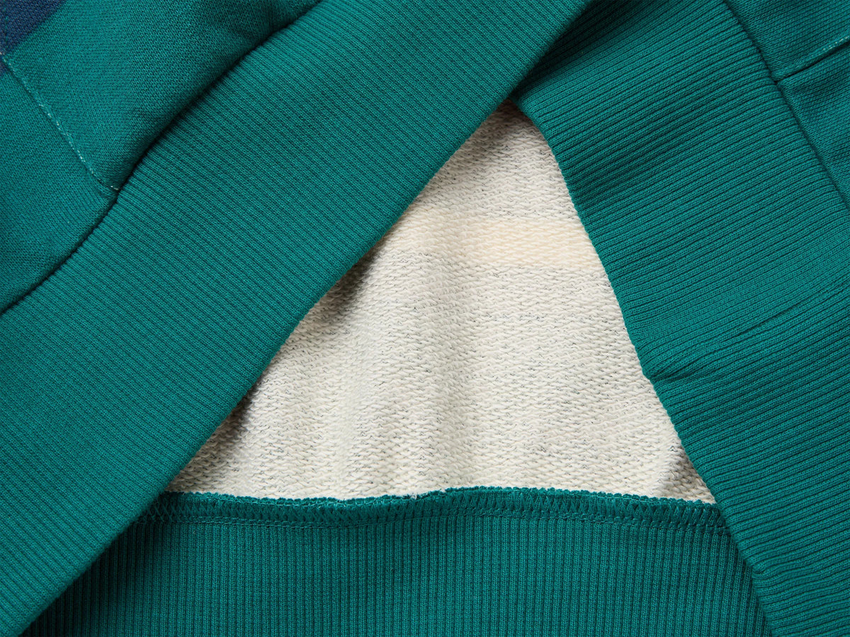 Benetton Teal Boys Oversized Striped Hoodie SKU: 3KHYC205W_902 Image 03