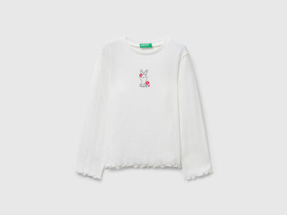 Benetton_Creamy White_T-Shirt with Embroidery_3KIEG10KK_074_01