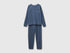 Benetton Air Force Blue Women 100% Cotton Honeycomb Pyjamas SKU: 3LAT3P04L_902 Image 01