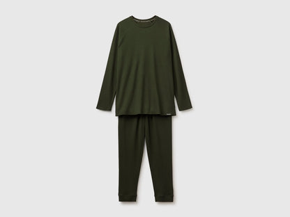 Benetton Military Green Men 100% Cotton Long Pyjamas SKU: 3LAT4P037_902 Image 01