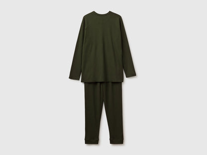 Benetton Military Green Men 100% Cotton Long Pyjamas SKU: 3LAT4P037_902 Image 02