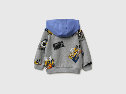 Benetton Light gray Boys Printed Hoodie SKU: 3M42G10MH_66M Image 02