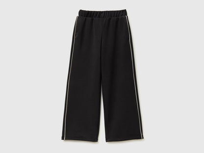 Benetton Black Girls Wide-Fit Neoprene Trousers SKU: 3M9KCF071_100 Image 01