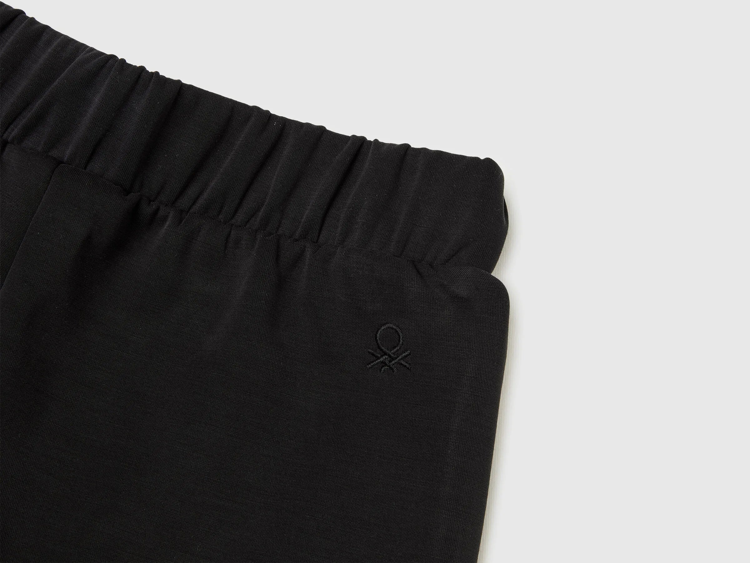Benetton Black Girls Wide-Fit Neoprene Trousers SKU: 3M9KCF071_100 Image 03