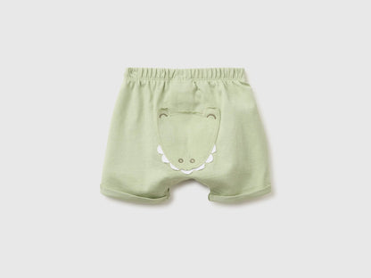 Benetton Grey Baby Shorts with Animal Embroidery SKU: 3MI5A900K_218 Image 02