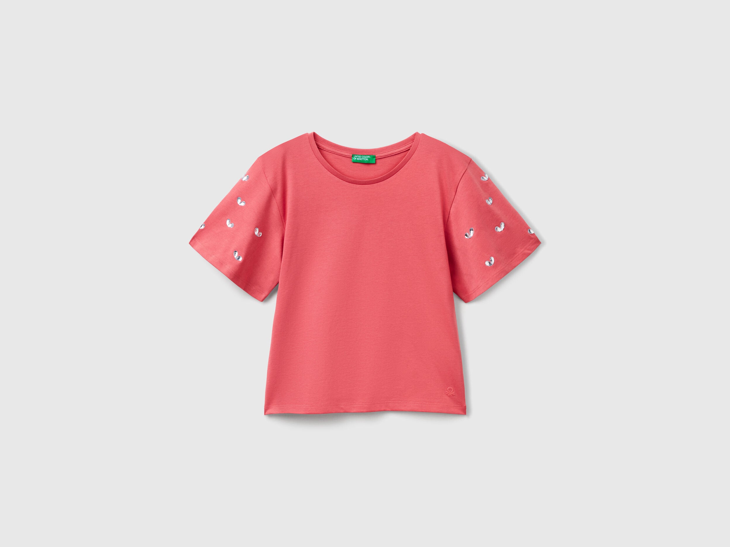 Benetton_T-Shirt with Rhinestone Sleeves_3MI5C10O1_11F_01