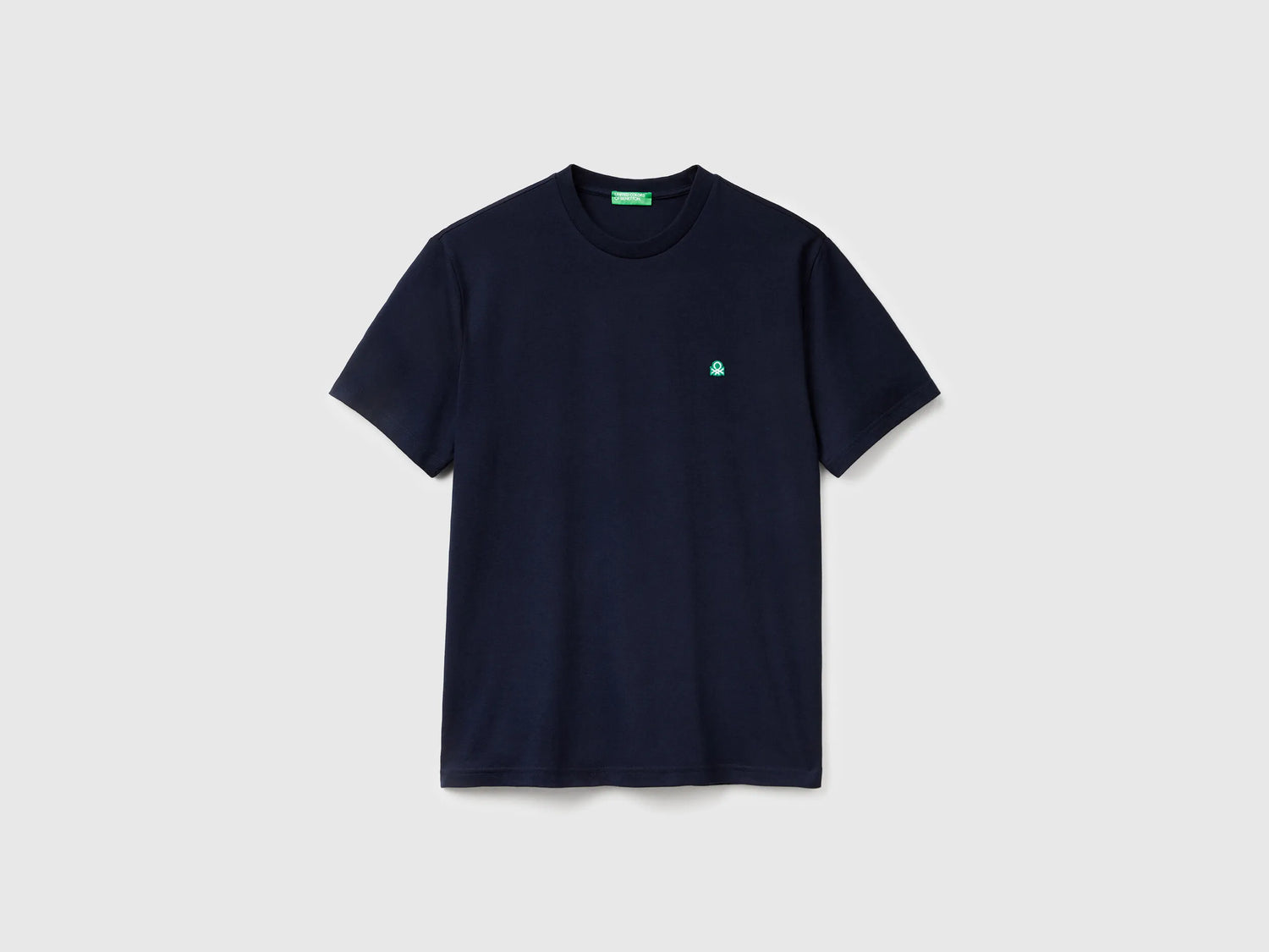 Benetton Dark Blue Men Basic Cotton T-Shirt SKU: 3MI5J1AF7_016 Image 04