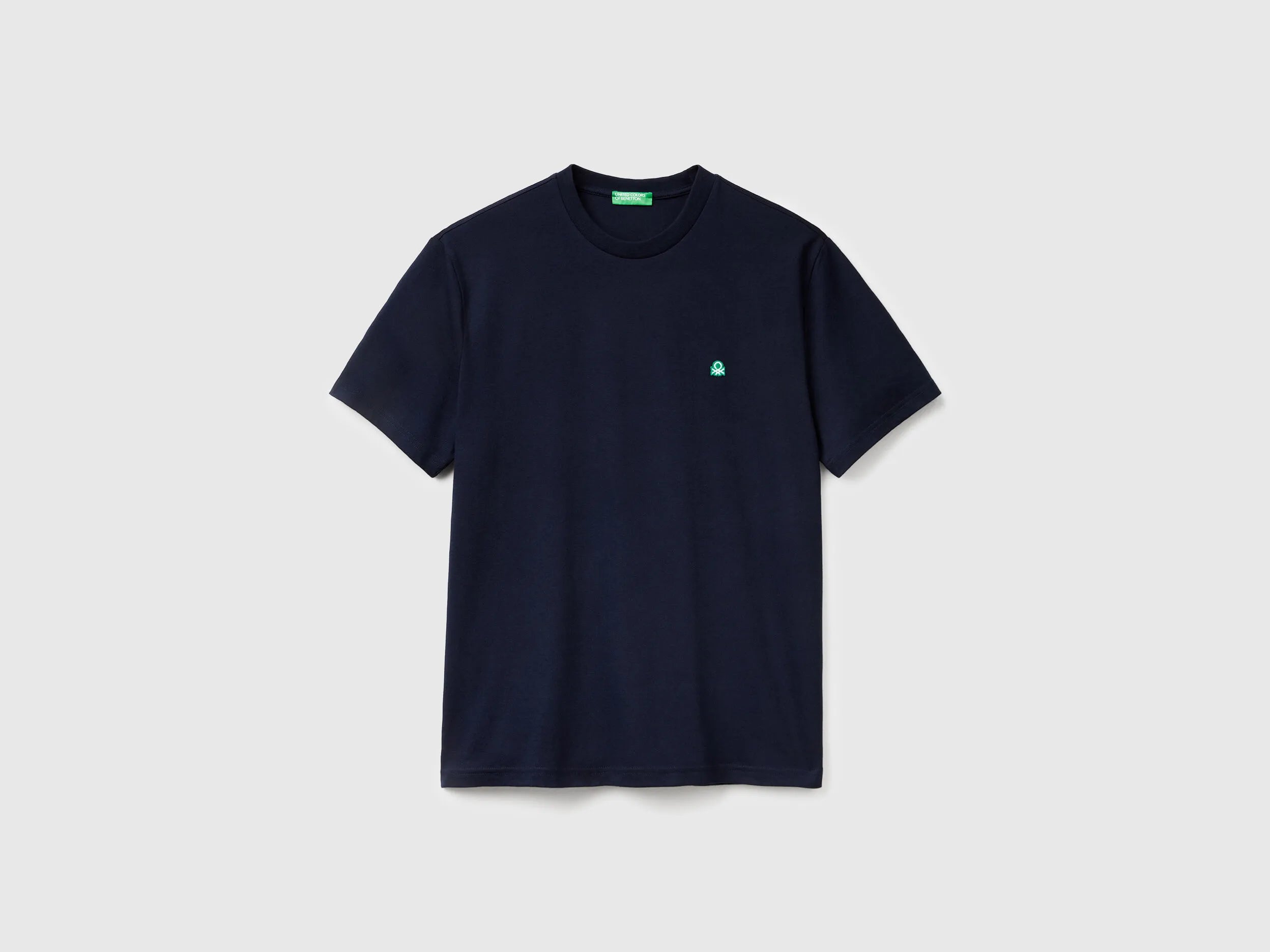 Benetton Dark Blue Men Basic Cotton T-Shirt SKU: 3MI5J1AF7_016 Image 04