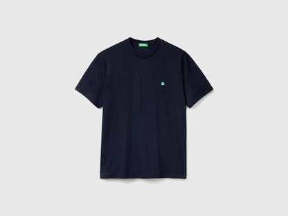 Benetton Dark Blue Men Basic Cotton T-Shirt SKU: 3MI5J1AF7_016 Image 04