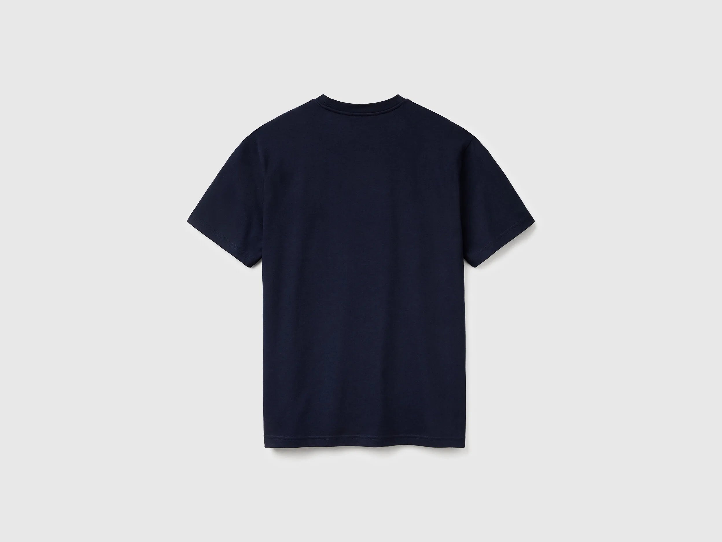 Benetton Dark Blue Men Basic Cotton T-Shirt SKU: 3MI5J1AF7_016 Image 05