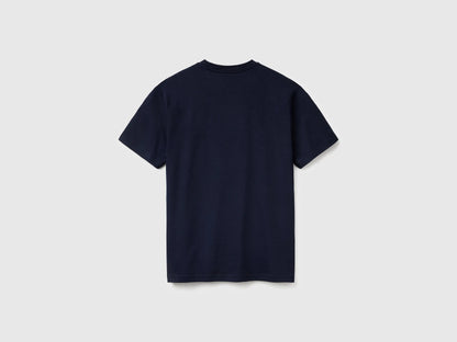 Benetton Dark Blue Men Basic Cotton T-Shirt SKU: 3MI5J1AF7_016 Image 05