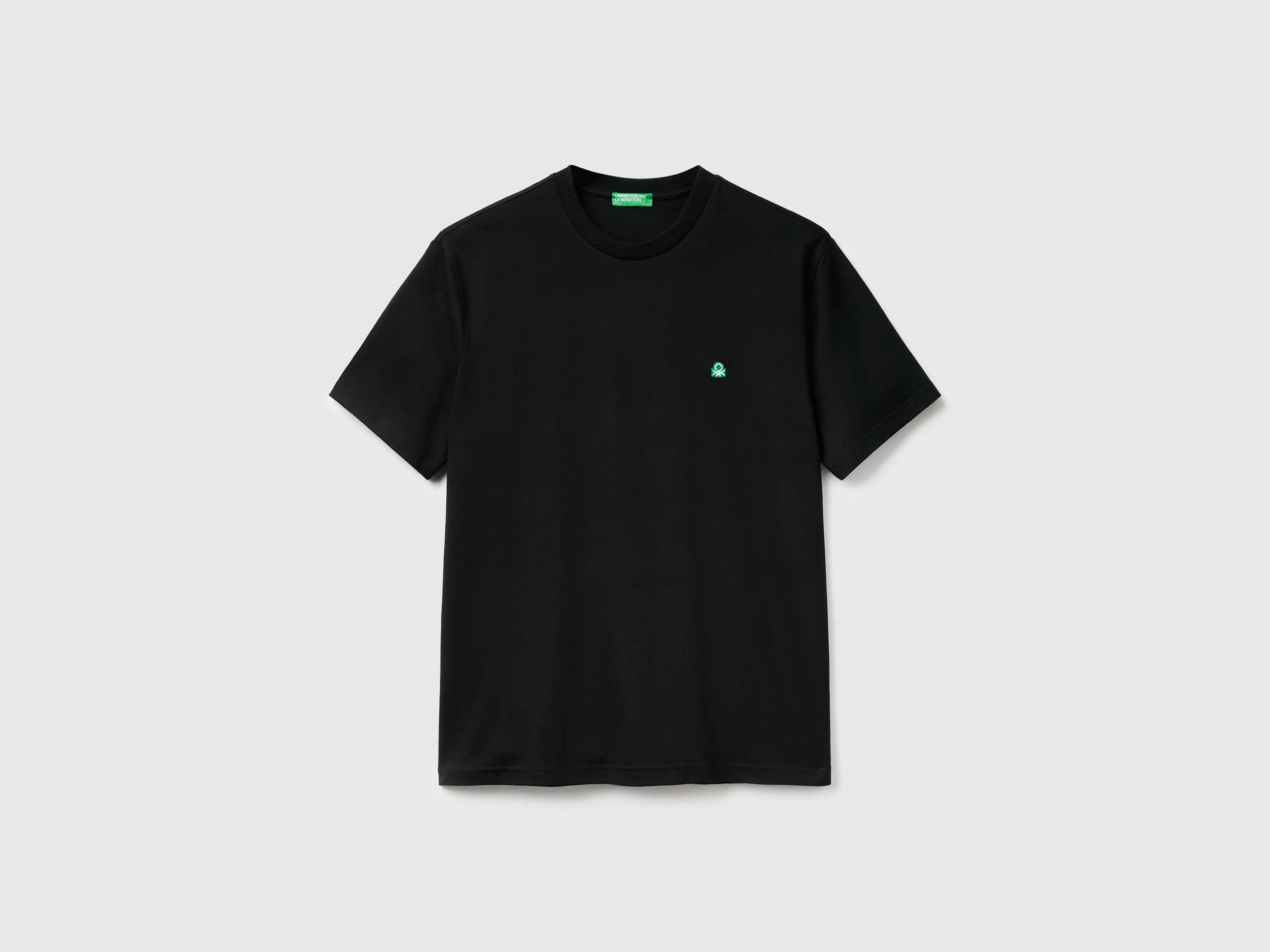 Benetton Black Men Basic Cotton T-Shirt SKU: 3MI5J1AF7_100 Image 04