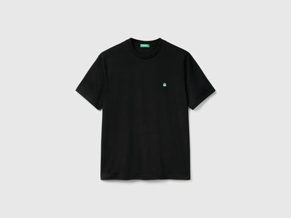 Benetton Black Men Basic Cotton T-Shirt SKU: 3MI5J1AF7_100 Image 04