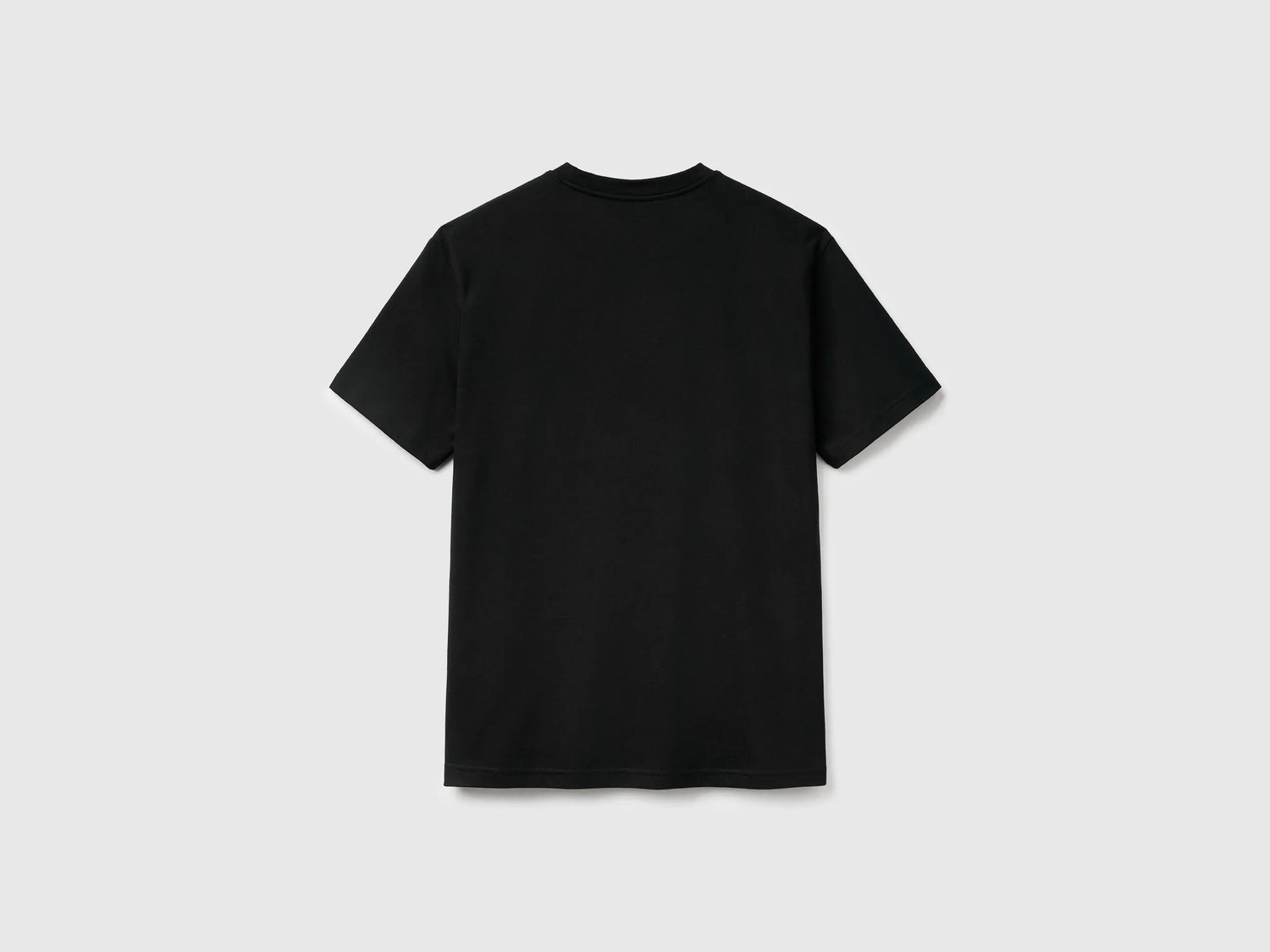 Benetton Black Men Basic Cotton T-Shirt SKU: 3MI5J1AF7_100 Image 05