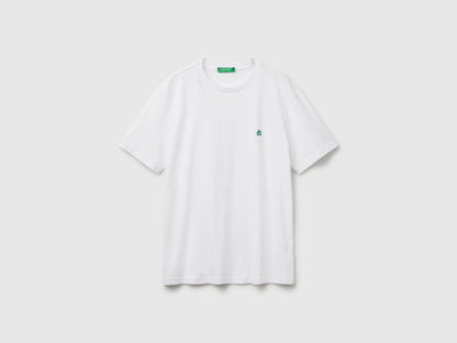 Benetton White Men Basic Cotton T-Shirt SKU: 3MI5J1AF7_101 Image 03