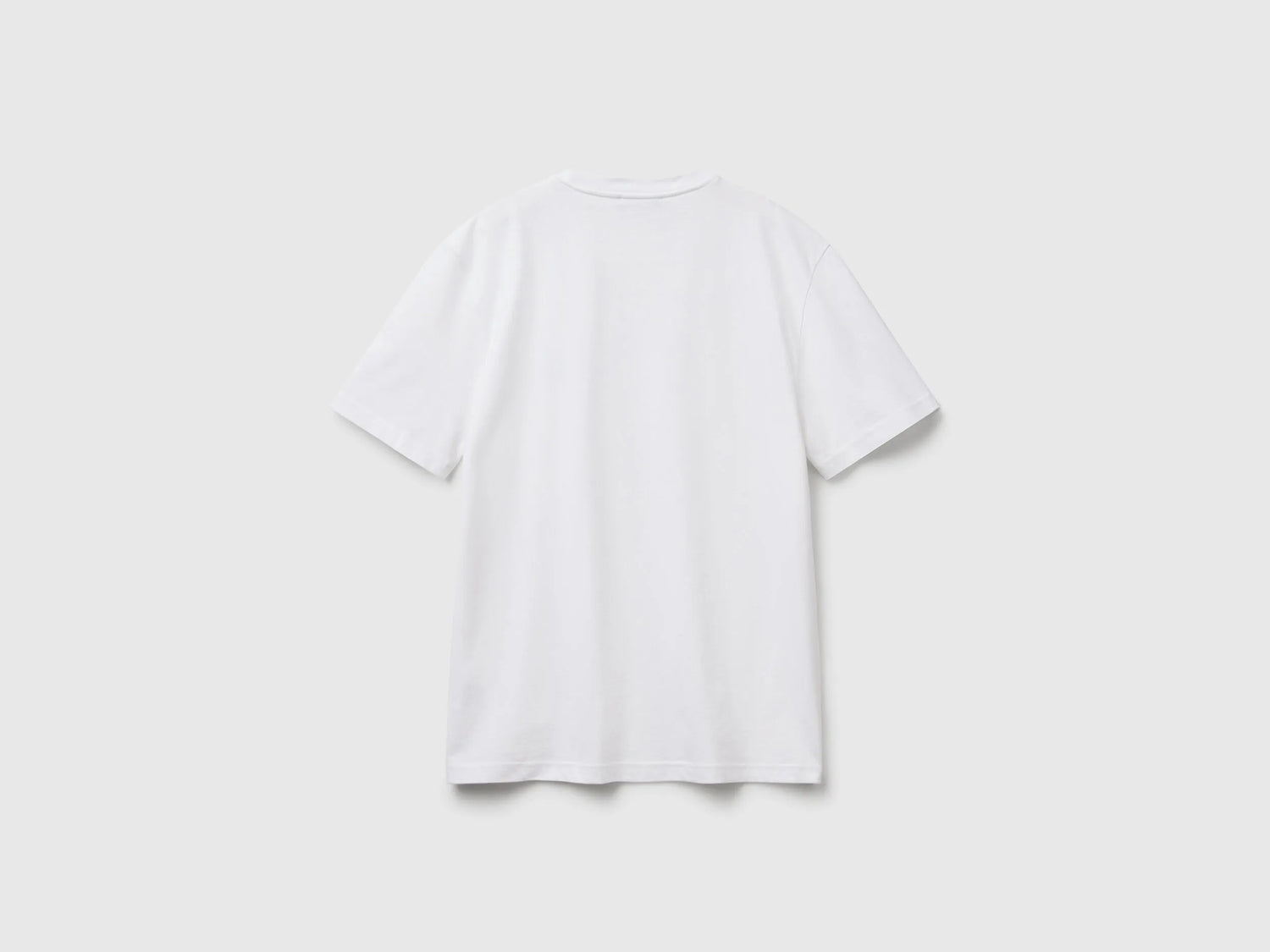 Benetton White Men Basic Cotton T-Shirt SKU: 3MI5J1AF7_101 Image 04