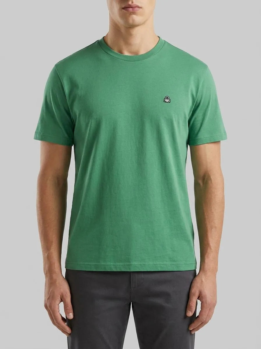 Benetton Light Green Men Organic Cotton T-Shirt SKU: 3MI5J1AF7_6P8 Image 00