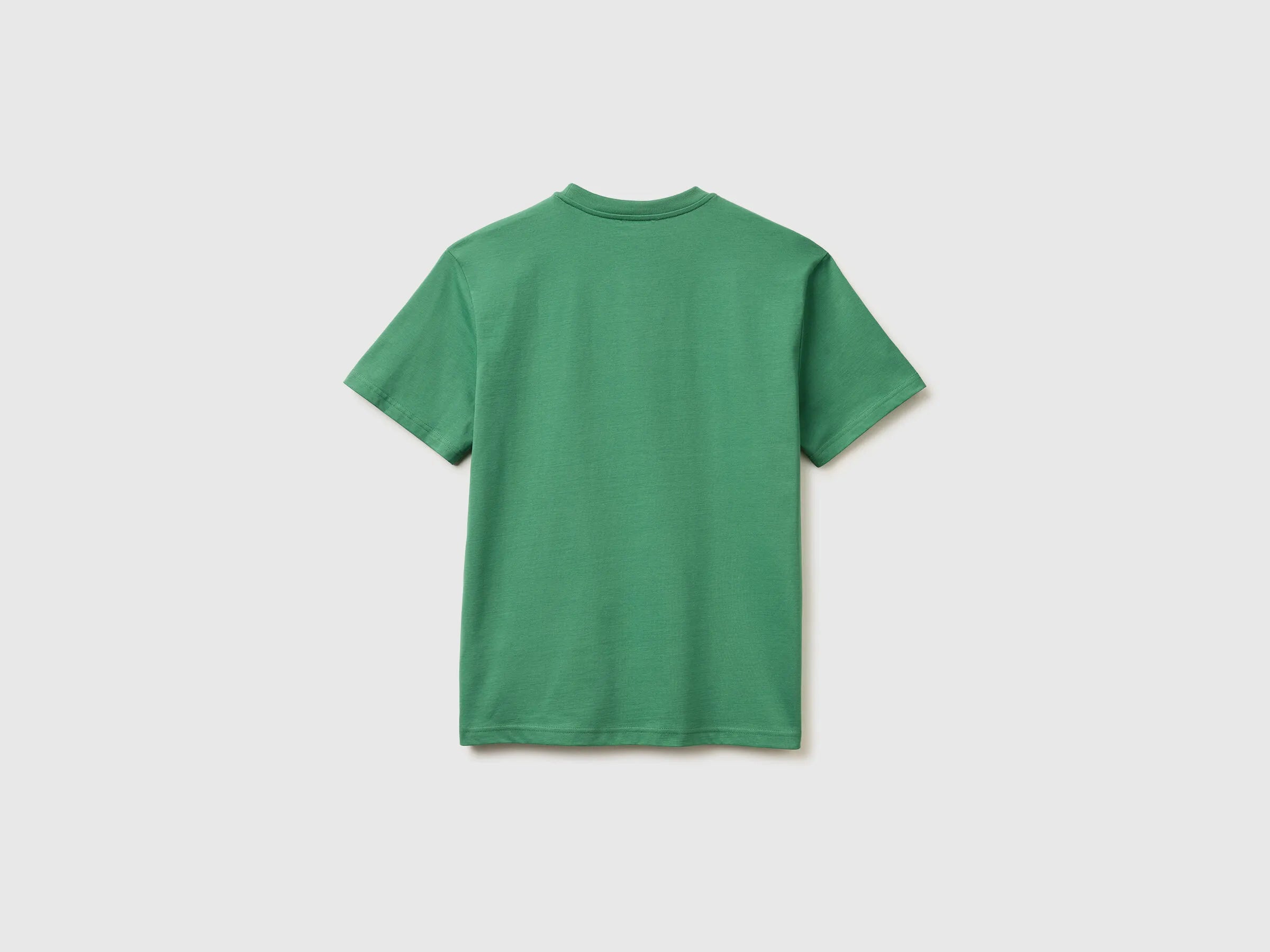 Benetton Light Green Men Organic Cotton T-Shirt SKU: 3MI5J1AF7_6P8 Image 02