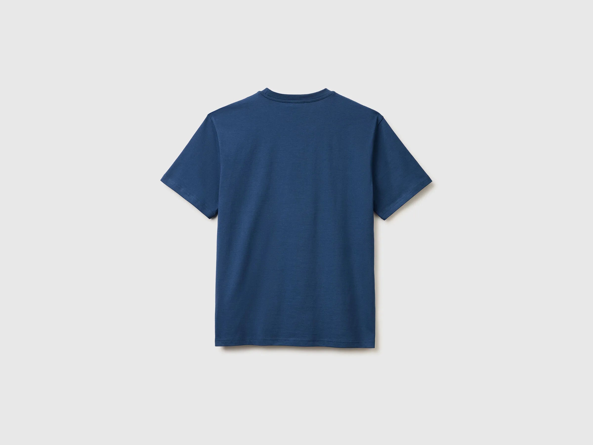 Benetton Air Force Blue Men Organic Cotton T-Shirt SKU: 3MI5J1AF7_817 Image 02