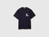 Benetton Dark Blue Men Relaxed Fit T-Shirt with Print SKU: 3MI5U10BW_3C1 Image 01
