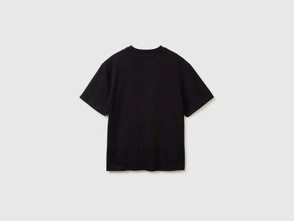 Benetton Black Men Relaxed Fit T-Shirt with Print SKU: 3MI5U10C5_901 Image 02