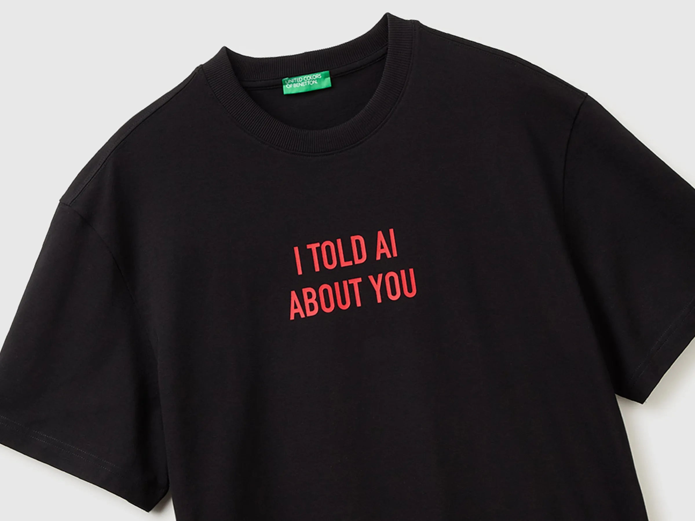 Benetton Black Men Relaxed Fit T-Shirt with Print SKU: 3MI5U10C5_901 Image 03