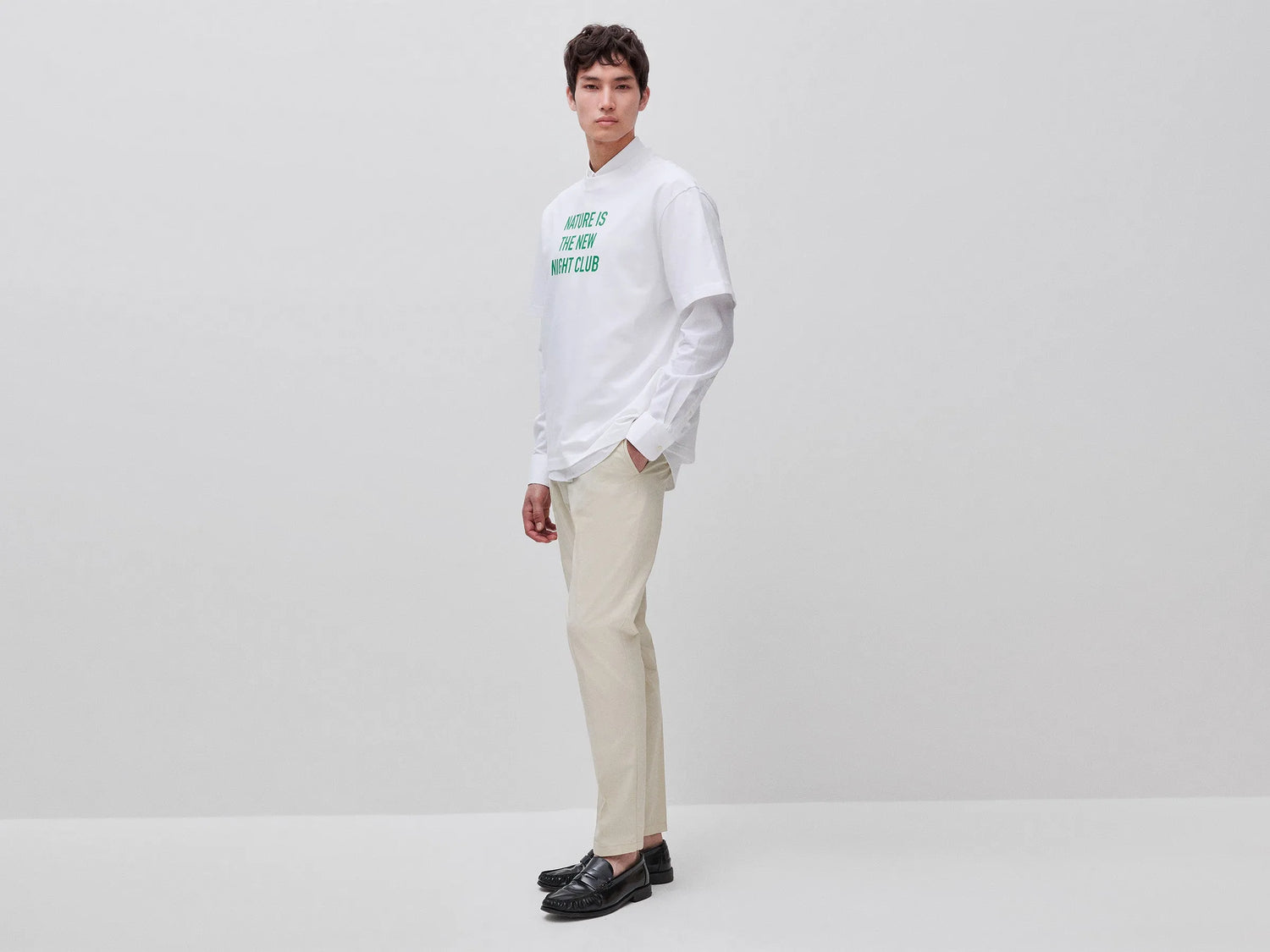 Benetton White Men Relaxed Fit T-Shirt with Print SKU: 3MI5U10C5_902 Image 03