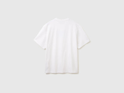 Benetton White Men Relaxed Fit T-Shirt with Print SKU: 3MI5U10C5_921 Image 02