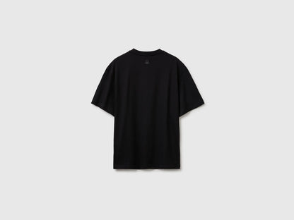 Benetton Black Men Relaxed Fit T-Shirt with Print SKU: 3MI5U10C8_903 Image 02