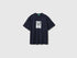 Benetton Dark Blue Men Relaxed-Fit Printed T-Shirt in Organic Cotton SKU: 3MI5U10CU_3C1 Image 01