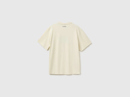 Benetton Creamy White Men Relaxed-Fit Printed T-Shirt in Organic Cotton SKU: 3MI5U10CU_902 Image 02