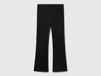 Benetton Black Girls Flared Leggings in Stretch Cotton SKU: 3MT1CF037_100 Image 01