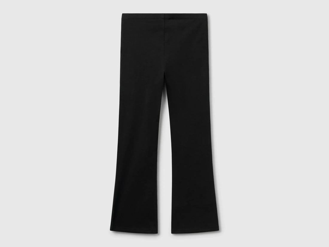 Benetton Black Girls Flared Leggings in Stretch Cotton SKU: 3MT1CF037_100 Image 02