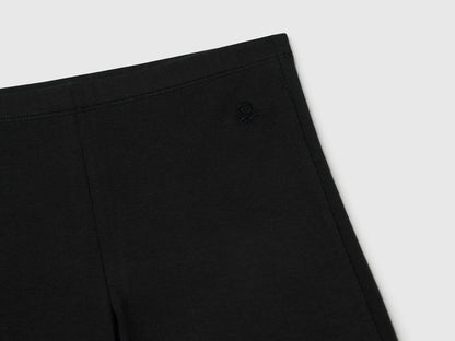 Benetton Black Girls Flared Leggings in Stretch Cotton SKU: 3MT1CF037_100 Image 03
